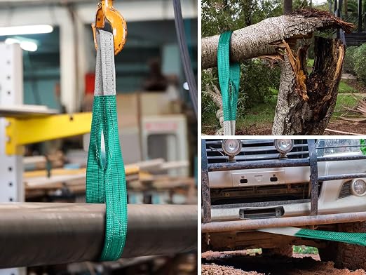Lift Sling Straps, 2" x 10' Heavy Duty Flat Eye Lift Sling | Lifting Straps Nylon Tree Saver Recovery Strap Web Sling Winch Strap Rigging Tow Hoist Gear Straps 6400 lb 5100 lb 12800 lb