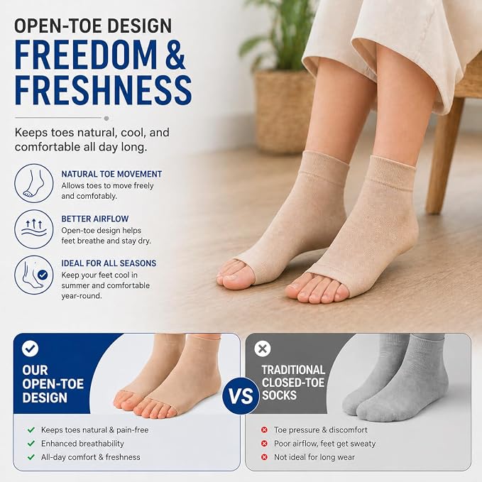 Ankle Brace Compression Sleeve Socks 2 Pack for Women&Men Foot Arch Support | 8-15 mmHg Support for Plantar Fasciitis Relief, Heel Pain, Arch & Ankle Support, Foot Brace, Open Toe Design（Beige L/XL）