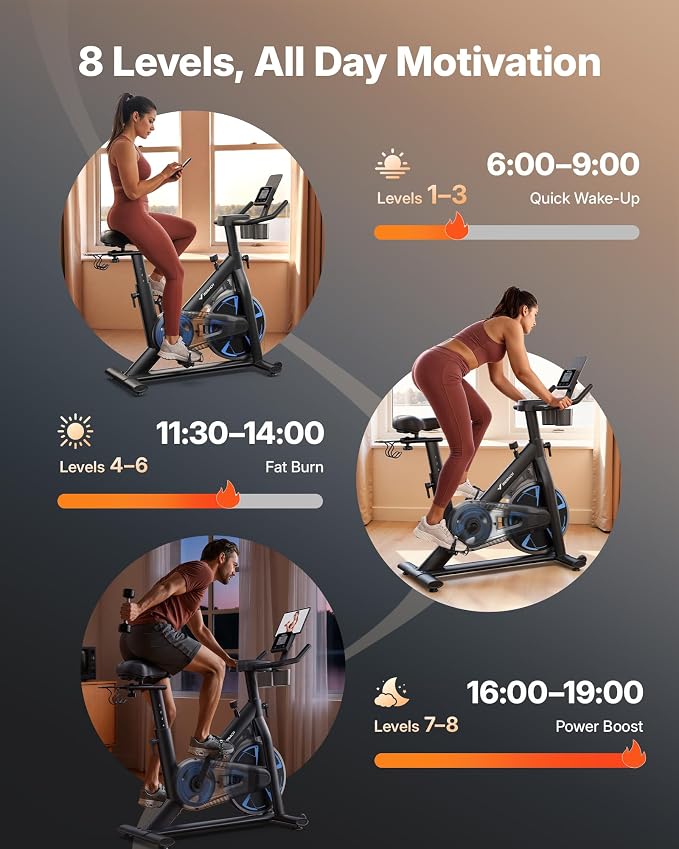 MERACH S36 Exercise Bike, Magnetic Resistance, 330lbs Capacity | Stationary Bike for Home, Quiet Drive, Fitness App with Courses, Adjustable Seat, Indoor Cycling Bike