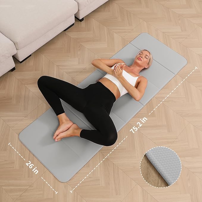 PAIDU Foldable Yoga Mat 10mm Thick, 75"x26" Non-Slip Fitness Exercise Mat | SGS Certified| uick Fold，Easy Storag，Portable for Yoga/Pilates/Studio/Home Workout