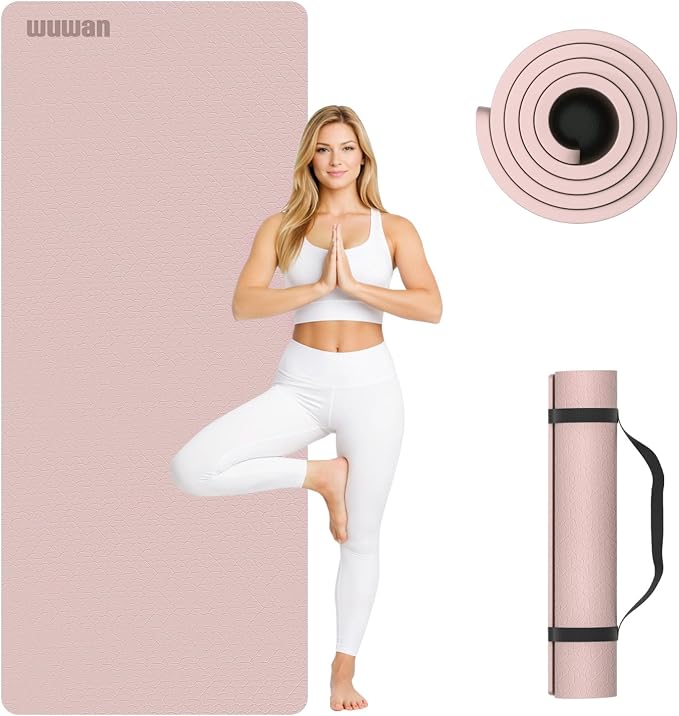 TPE Yoga Mat 72"x26"x0.4" Thick Non Slip Exercise Fitness Mat | Thick Cushioning Yoga Mat | Non Slip Exercise Mat | Pilates & Workout Mat | Home Gym Fitness Equipment