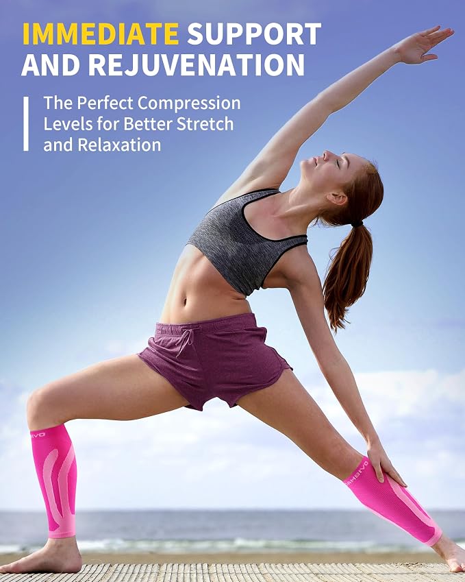 CAMBIVO Calf Compression Sleeve for Shin Splints & Running Support-3 Pairs | Leg sleeves for men & women, 15-20mmHg footless compression socks for gym & recovery, varicose veins