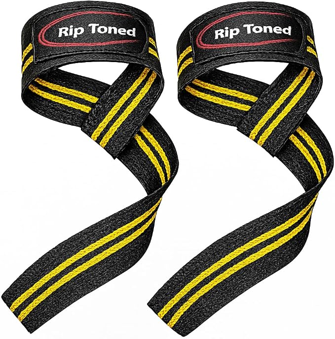 Rip Toned Lasso Lifting Straps for Weightlifting, 23¼" Padded | 1 Pair, cotton, non-latex neoprene. No break-in. Quick release. Deadlifts, rows, shrugs, pull-ups. Machine washable.