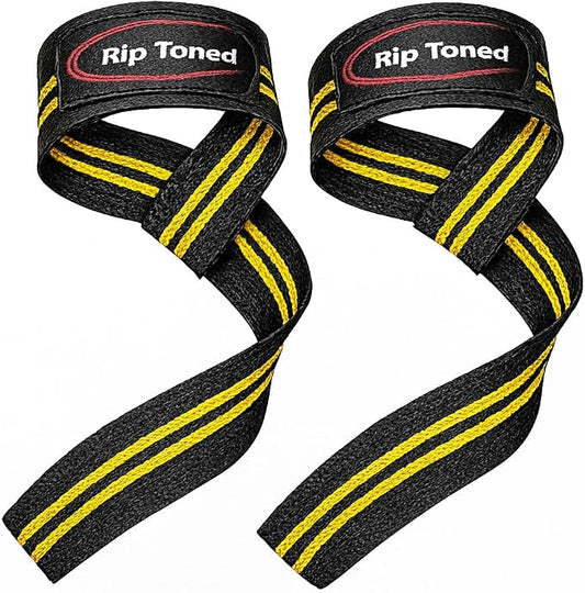 Rip Toned Lasso Lifting Straps for Weightlifting, 23¼" Padded | 1 Pair, cotton, non-latex neoprene. No break-in. Quick release. Deadlifts, rows, shrugs, pull-ups. Machine washable.
