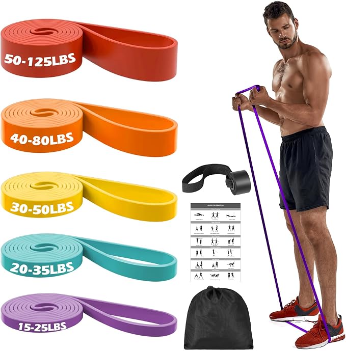 Zacro Resistance Bands Set with Door Anchor, Heavy Duty Pull Up Exercise Bands for Working Out, Muscle Power Strength Training, Physical Therapy, Home Fitness Gym Equipment for Men & Women