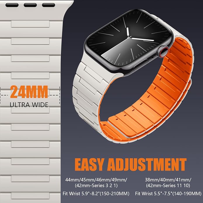 SNBLK Magnetic Watchband Compatible with Apple Watch for Men 44mm 45mm 46mm 49mm 42mm 41mm 40mm 38mm Women, Silicone Sport Strong Magnet Strap for iWatch Series 11 Ultra 3 Ultra 2 Se 10 9 8 7 6 5 4 1
