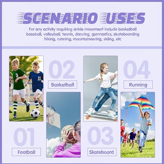 Tarpop 3 Pair Ankle Compression Sleeves for Kids Ankle Brace Compression Sleeves Foot Arch Sock for Girls Sports Running Dance Fitness Gymnastics(Purple,Small)
