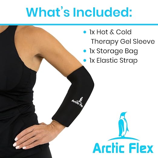 Arctic Flex Ice Sleeve for Knee, Elbow, Arm - Hot & Cold Freeze Pack Wrap for Tennis Pain Relief, Tendonitis - Gel Compression Brace for Injuries - Therapy Compress - Reusable, 360 Coverage