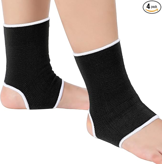Haysandy 4 Pieces/ 2 Pair Ankle Support Brace for Women Men Elastic Adults Compression Socks Knitted Ankle Sleeve for Jogging Running Fitness