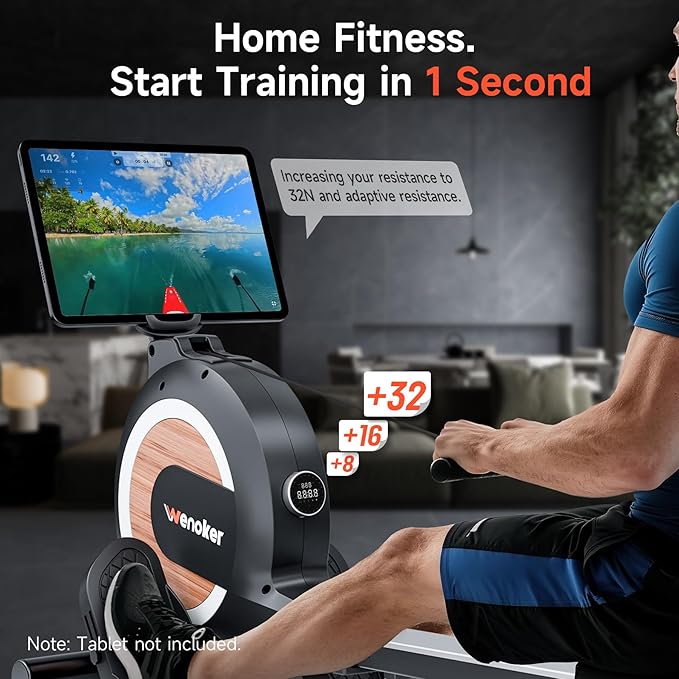 WENOKER Rowing Machine, Magnetic Rowing Machine for Home, Upgraded 32-Levels Resistance with Smart Electronic Knob, 350 LBS Weight Capacity, Compact Rower Machine Easy Assembly.