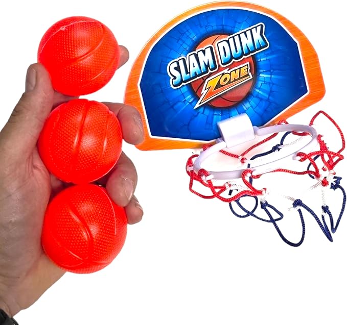 Bath Time Mini Basketball Slam Dunk Zone Shooting Game (6") 3 Balls That Float Included. Suctions to The Wall. Plastic. Bathtub Toy for Boys and Girls. (1 Set)