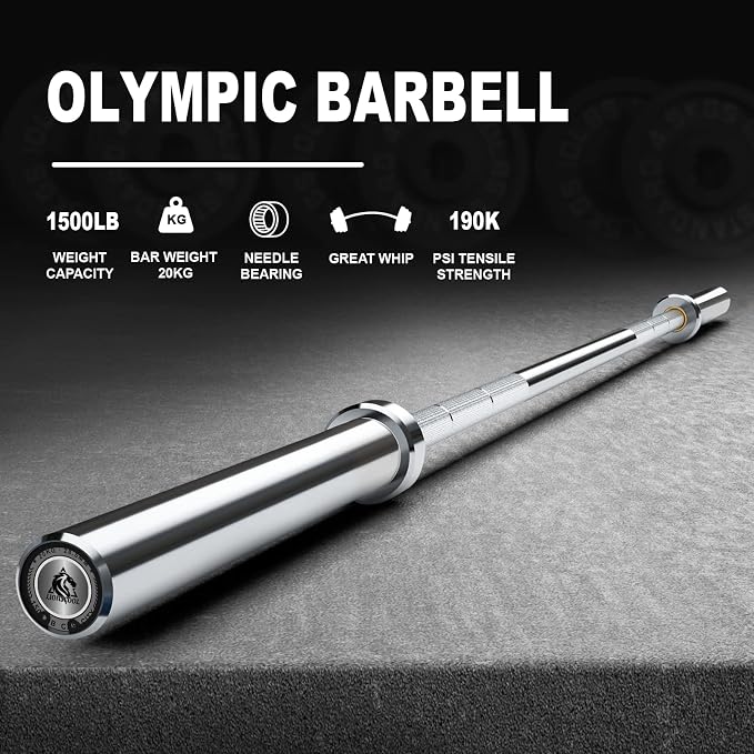 LIONSCOOL 7FT Olympic Barbell 2” Bar for Strength Training Weightlifting | 700/1000/1500lbs Weight Capacity, 2-Inch 40/45lbs Black, Silver, Red, Chrome Power Lifting, Squat, Deadlift, Presses, Row Bar
