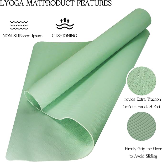 VTORY Extra Large Yoga Mat 6'x 4', (6mm /8mm), Thick Workout Mat | Non-Slip, Durable Exercise Mat for Home , Yoga, Pilates, Stretching