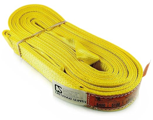 DD Sling (USA Made). 2" wide X (4' to 20' lengths) in Listing! 2 Ply Twisted Eye, Nylon Lifting Slings, Eye & Eye, Heavy Duty (900 webbing), 6,400 lbs Vertical, 5,100 Choker, 12,800 Basket Load Capacity (2inX20ft)