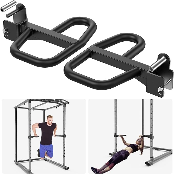 SELEWARE Dip Bar Attachment for Power Rack, 2 x 2 Tube, Multi Grip Handle | Fully Welded Steel Design, Stable Support for Dips, Pull Ups and Strength Training, Ideal for Home Gym Workouts