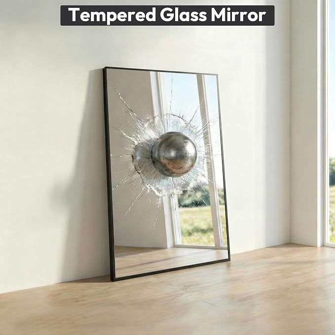 24" x36" Matte Black Wall Mirror for Bathroom, 36" x 24" Metal Framed Vanity Mirror, Modern Minimalist Rectangular Decor for Entryway, Vertical/Horizontal Hang