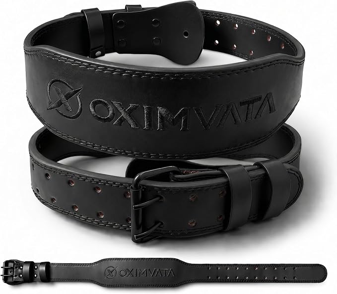 Weight Lifting Belt for Squat Deadlift Powerlifting Gym Workout | 4 Inch Padded, Men Women Fit, Adjustable Prong Buckle, Bodybuilding, Gym Workouts, Cross Training, Competition Use