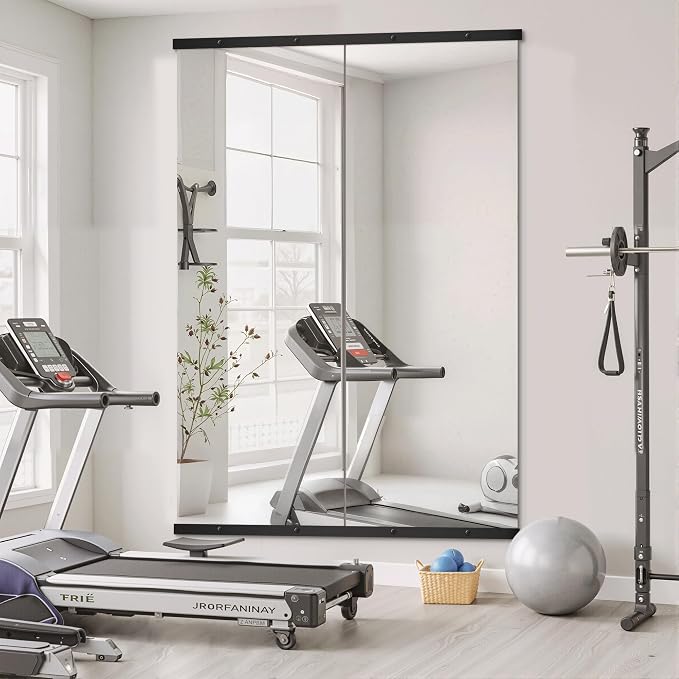 Home Gym Mirror for Wall, 70x24x2PCS Frameless Full Length Mirror, Black | HD Shatterproof Glass, Easy Wall Mount, Large Body Mirrors for Home Gym, Workout, Bedroom, Garage
