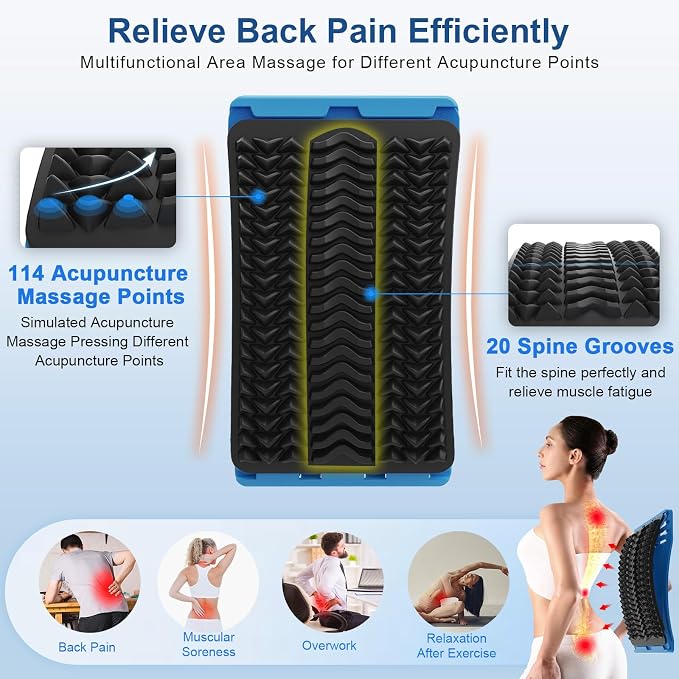 Back Stretcher for Lower Back Pain Relief, Multiple Level Adjustable Arch Lumbar Back Cracker Board, Back Cracking Device, Back Massager for Scoliosis, Spine Decompression Support