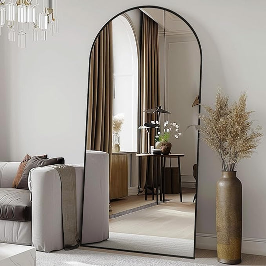 LFT HUIMEI2Y 71"x32" Arch Full Length Mirror, Black Floor Mirror | Tempered Oversized Mirror Full Body with Aluminum Alloy Frame; Standing, Leaning, or Wall Mount for Bedroom, Living Room