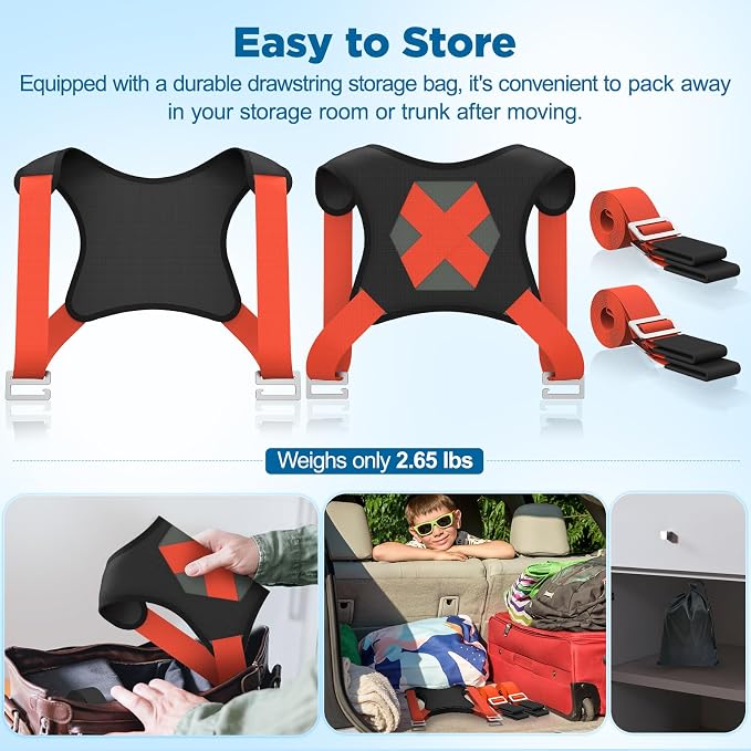 NOCOEX Moving Straps for Lifting 2-Person: Shoulder Lifting & Moving System | Padded Back Support Shoulder Forearm Mode 2 Mover Carry Furniture Appliance Mattresses Heavy Duty 880lbs, 63-134in Adjustable