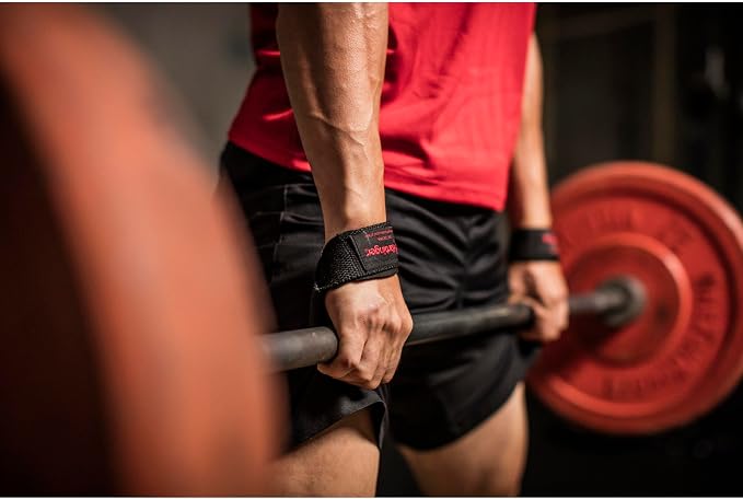 Harbinger Padded Cotton Lifting Straps with NeoTek Cushioned Wrist, 21.5 Inch Length, 1.5 Inch Width, Pair, Weightlifting Wrist Straps for Deadlifts and Strength Training