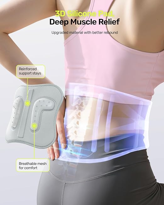 Rakiie Back Brace for Lower Back Pain Women with 9X Support System, Ergonomic Lumbar Support for Pain Relief, Breathable Mesh Design with 3D Silicone Pad for Sciatica, Pink Size M (Waist: 32.3" – 39.8")