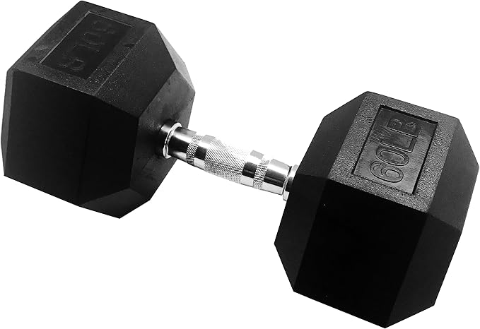 Signature Fitness Rubber Coated Hex Dumbbells Hand Weights for Exercises and Fitness Home Gym, 5-50 lbs, Pairs