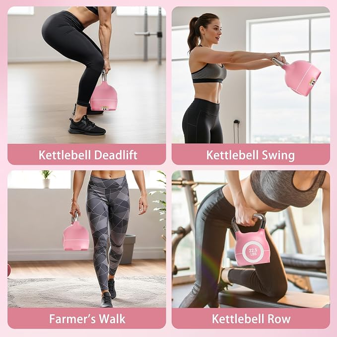LIFERUN Adjustable Kettlebell Set with 7 Weight Levels, 22.5 lb or 44 lb | Quick-Change Weight Dial & Safety Lock, Space-Saving Design, Full-Body Workout & Cross-Training
