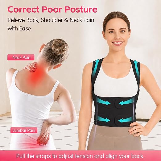 Posture Corrector for Women & Men, Adjustable Full Back Brace Support | Breathable Shoulder Straightener, Spine Support for Upper & Lower Back, Scoliosis & Hunchback Correction, Back Pain Relief