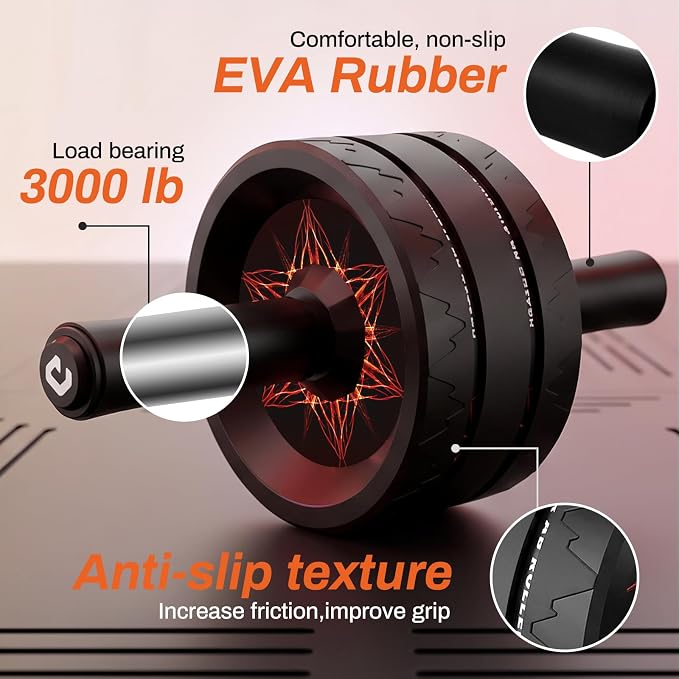 VINSGUIR Ab Roller Wheel, Abs & Core Workout Equipment for Home Gym with Knee Pad Accessories, Abdominal Wheel for Full-body Strength Training