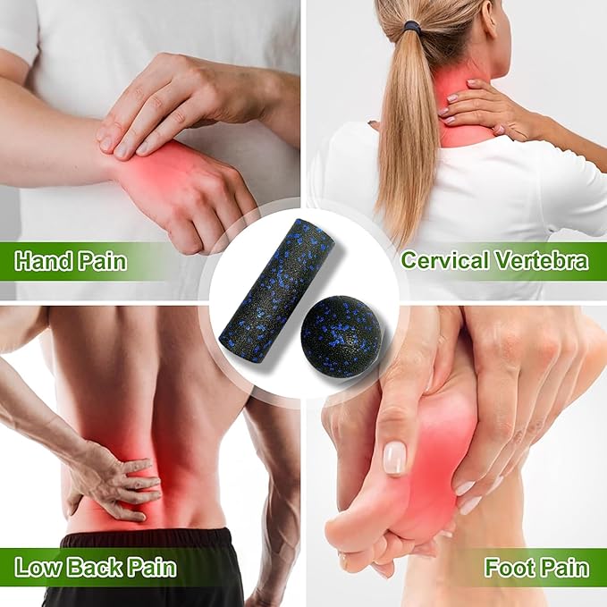 Mini Foam Roller, High Density Massage Tool for Physical Therapy | Extra Small Size 6"L x 2" Round, 3.2-Inch Ball, Deep Tissue Muscle Recovery, Fitness Workout Stretching, Travel