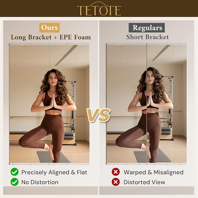 TETOTE Home Gym Mirror for Wall 56" x 24" - 2PCS Large Frameless Tempered Glass Workout Exercise Fitness Mirror for Home Gym, Garage, Dance Studio, Yoga, Bedroom, Living Room