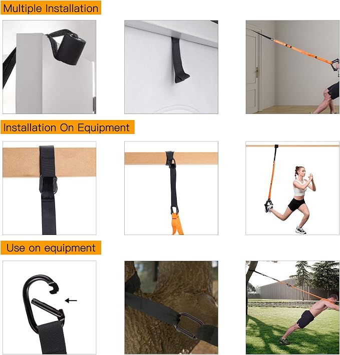 Moulyan Bodyweight Resistance Training Straps,Training straps Complete Home Gym Fitness Trainer kit for Full-Body Workout Easy Setup Gym Home Outdoors