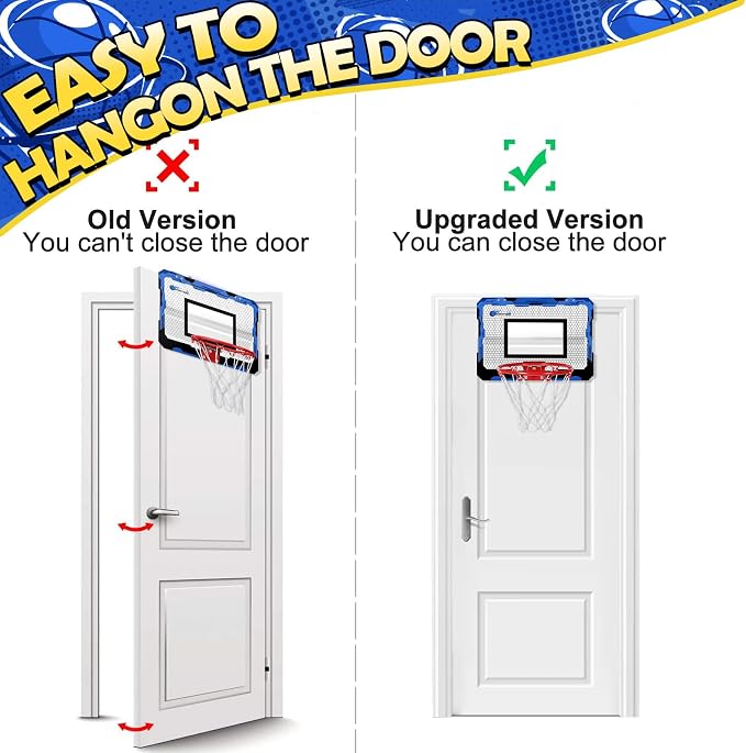 Indoor Basketball Hoop Set for Kids Adults, Pro Mini Basketball Hoop for Door Wall, Room Basketball Hoop Over The Door Outdoor Basketball Hoop with 4 Balls Toy Gift for Boy Girl