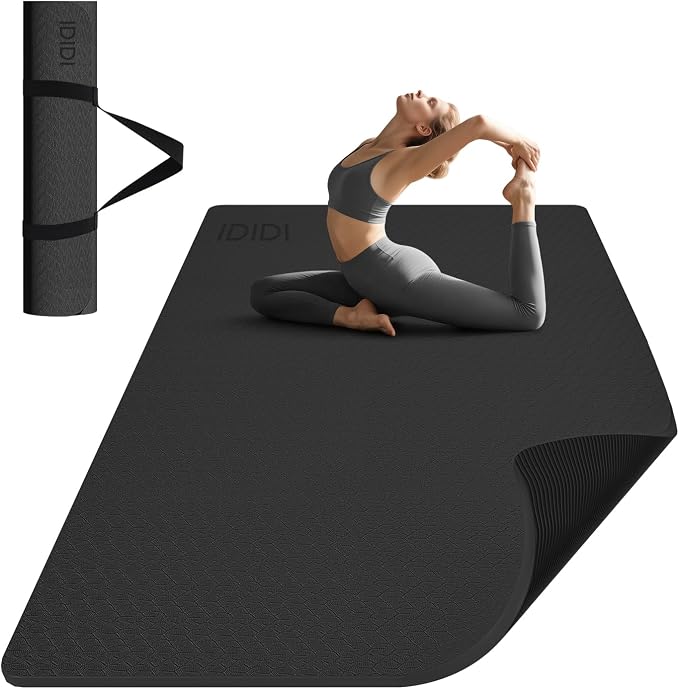 8mm & 10mm Thick Large Yoga Mat (6'x 4') - Extra Long and Wide Workout Mat for Men and Women, Non-Slip POE Fitness Mat, Eco-Friendly Exercise Mat for Home Workouts, Ideal for Yoga and Pilates