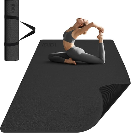 8mm & 10mm Thick Large Yoga Mat (6'x 4') - Extra Long and Wide Workout Mat for Men and Women, Non-Slip POE Fitness Mat, Eco-Friendly Exercise Mat for Home Workouts, Ideal for Yoga and Pilates