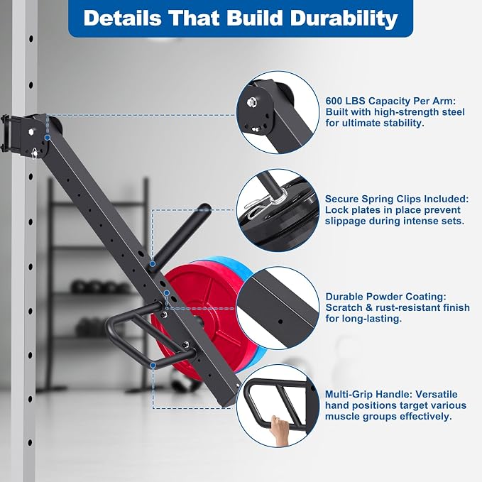 SELEWARE Squat Rack Attachment for Power Cage with 5/8" or 1" Holes | Y-Shaped Dip Bar Attachment, Nordic Hamstring Curl Attachment & Lever Arms for 2x2 or 3x3 Power Rack, Home Gym Accessories
