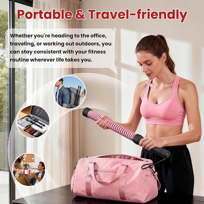DERACY Pair of 2-in-1 Cordless Battle Ropes with the Connector, Ropeless Battle Ropes for Home Gym, Portable Battle Rope, Home Workout Equipment for Women Men (Pink)