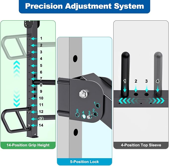 SELEWARE Squat Rack Attachment for Power Cage with 5/8" or 1" Holes | Y-Shaped Dip Bar Attachment, Nordic Hamstring Curl Attachment & Lever Arms for 2x2 or 3x3 Power Rack, Home Gym Accessories