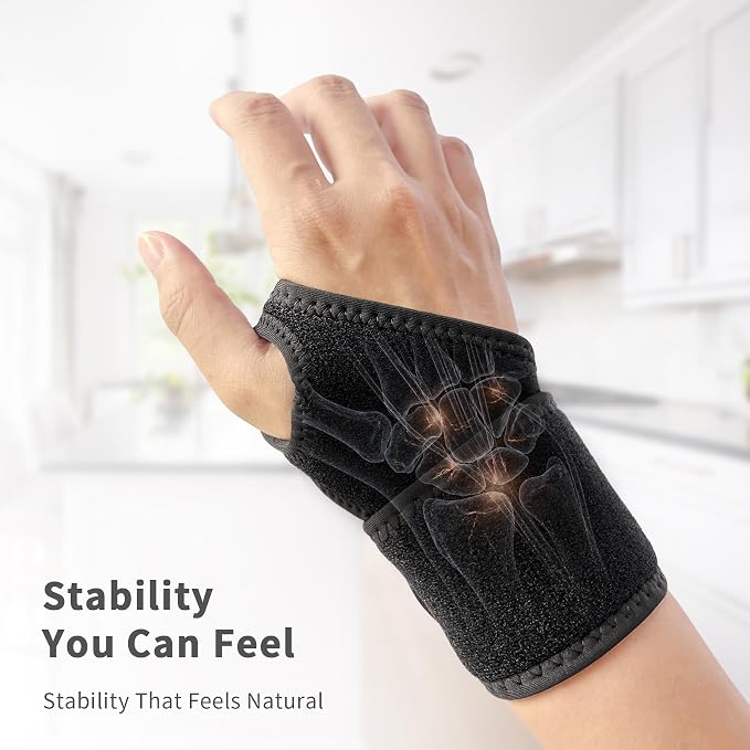 Bracoo Carpal Tunnel Wrist Brace with Compression Wrap | Adjustable Wrist Support Strap for Tendonitis, Arthritis, Pain Relief, Wrist Wrap for Left or Right Hand, WS10