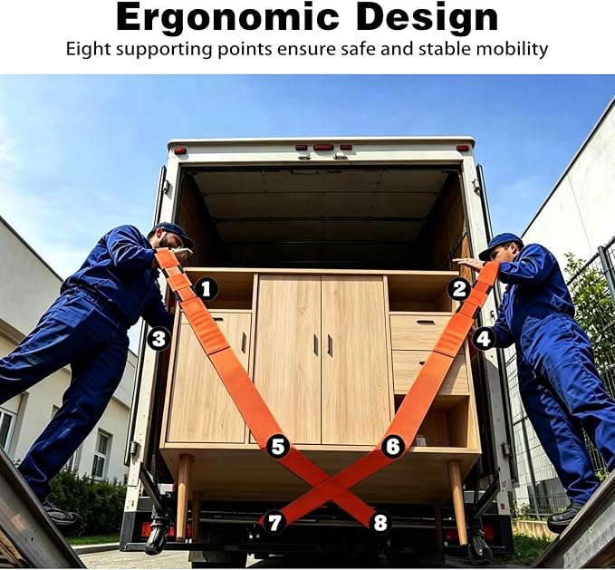 Moving Strap Kits for Lifting with Anti-Slip Sponge Pads, 2-Person Adjustable Lifting and Moving System with Cotton Gloves and Storage Bag,Heavy Duty Carrying for Appliances Furniture, up to 850LBS