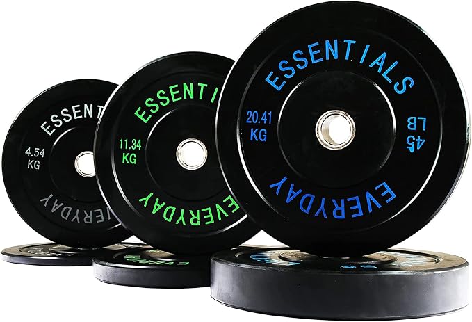 BalanceFrom Olympic Rubber Bumper Weight Plate Set with Steel Hub Inserts – 2-Inch Hole Plates for Strength Training, Powerlifting, and Weightlifting at Home, Garage, or Commercial Gym