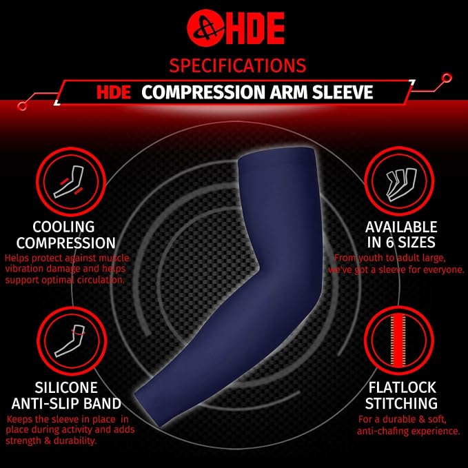 HDE Arm Compression Sleeves for Kids Basketball Shooting Sleeve Youth Sports Cooling Sun Protection Football Baseball 1 Pair