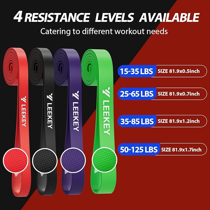 LEEKEY Pull Up Assistance Bands,Muit Levels Resistance Bands for Senior/Adults,Exercise Bands with Door Anchor, Strength Bands for Fitness Training, Physical Therapy,Home Gym Workouts