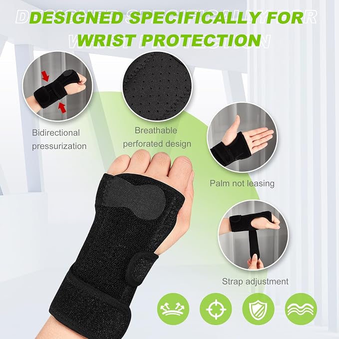Shappy Bowling Wrist Support Brace with Thumb Spica Splint Right Hand Breathable Wrist Gloves Splint with Removable Aluminum Plate, More Fit for Women Tendonitis Arthritis Sprains (Black)