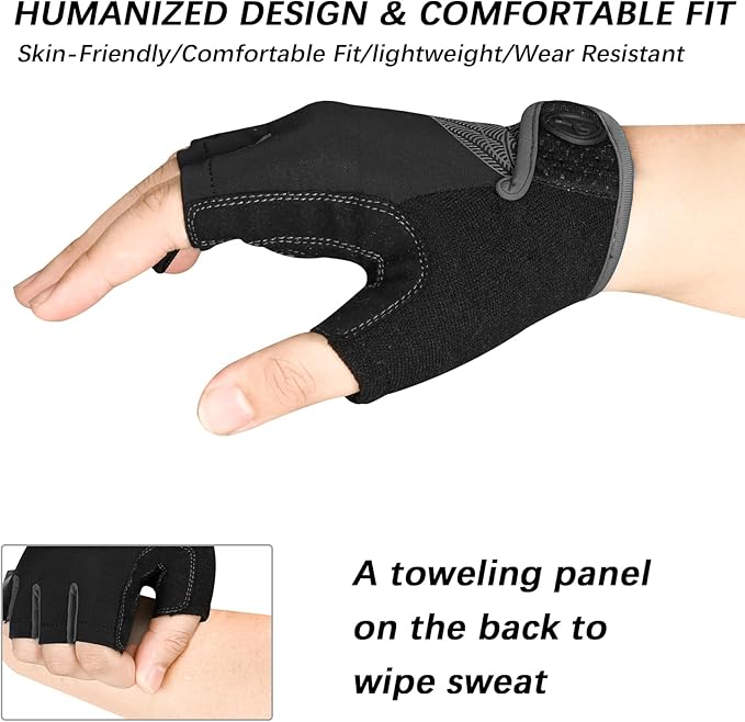 Cycling Gloves Bike Bicycle Gloves, Half Finger 5MM Gel Anti-Slip | Biking Gloves for Men Women Gym workout exercise Motorcycle Hiking Rowing Outdoor Sports