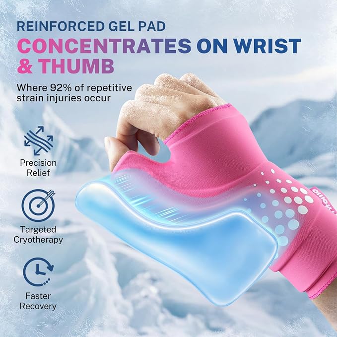 Thumb & Wrist Ice Pack Wrap, Long-Lasting Cold Compression for Recovery | Thickened Gel, Stays Cold Longer, Soft After Freezing, Full Wrap Cooling, Reusable Cold Hot Therapy, FSA Eligible