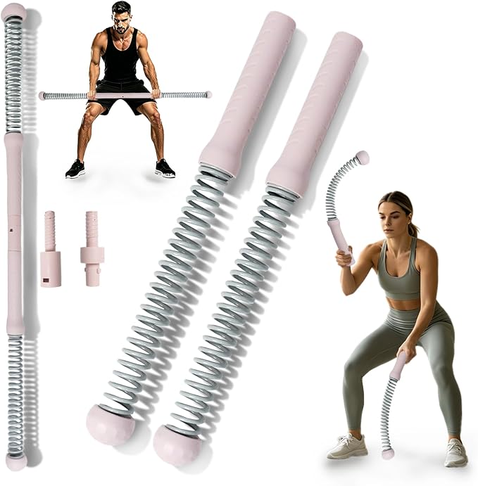 Ropeless Battle Ropes, 2-in-1 Weighted Cordless Ropes for Home Gym, Pink | Portable design for strength building, HIIT & low-impact cardio. Versatile exercise equipment for men & women
