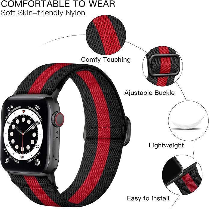 Lerobo Braided Band Compatible with Apple Watch Series 11 10 9 8 7 46mm 45mm 41mm Ultra SE 3 2 1 49mm Series 6 5 4 3 44mm 40mm 38mm 42mm Men iWatch Bands Women Stretchy Nylon Solo Loop Sport Strap